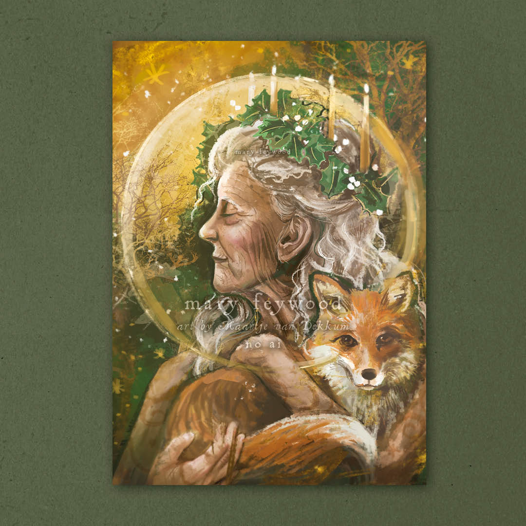 Yule crone with fox