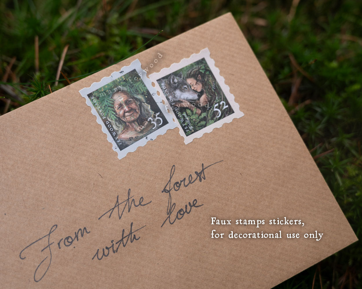 Post stamp stickers - Woodland mail